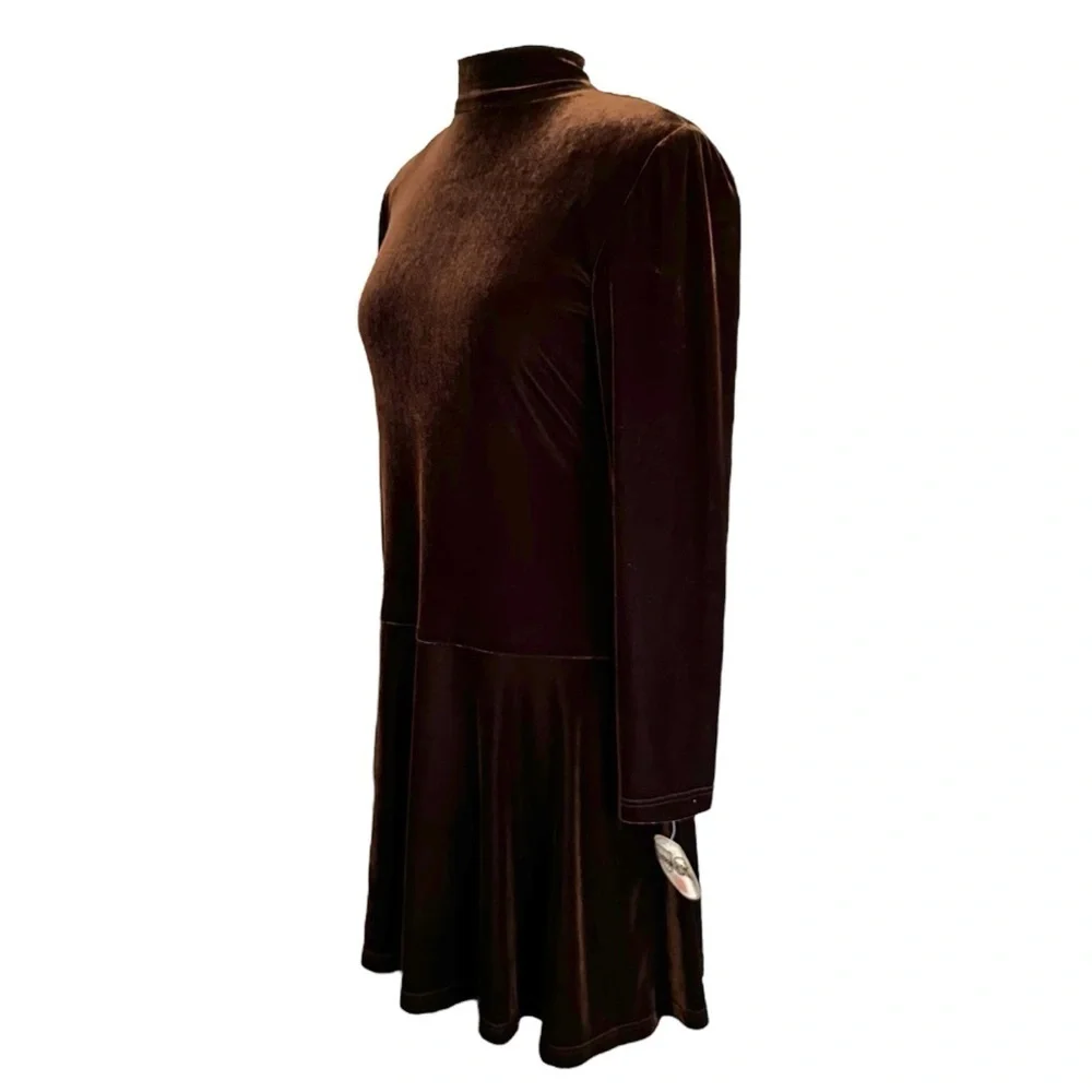 JOSEPH RIBKOFF Vintage Velvet Dress‎ Chocolate Brown Quiet Luxury Glam NWT